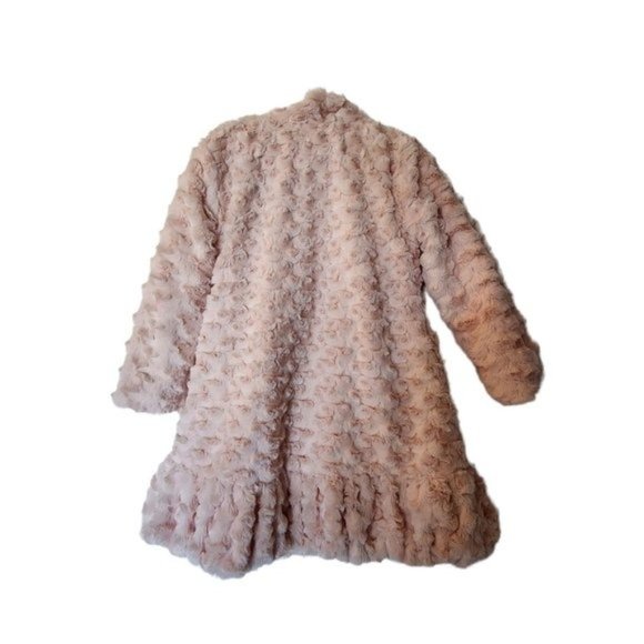 Widgeon Girls Zipper Front Faux Fur Coat size 5 Years Light Pink Floral Ruffle - Picture 13 of 15